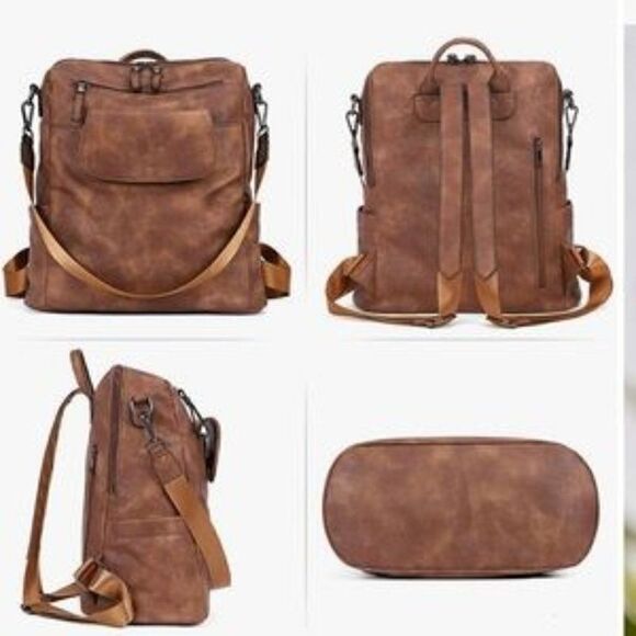 New Convertible Leather Backpack PU Leather Bag Multipurpose Bag - Picture 2 of 8